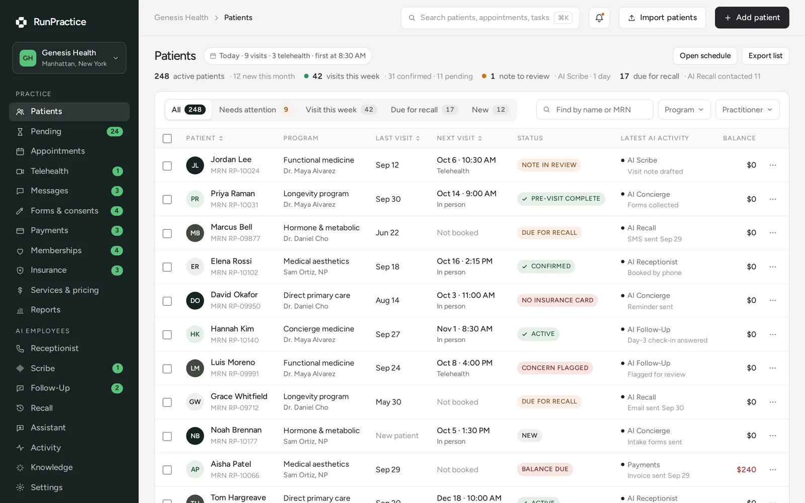 RunPractice app: Patients