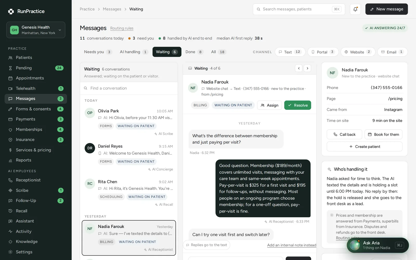 RunPractice app: Messages