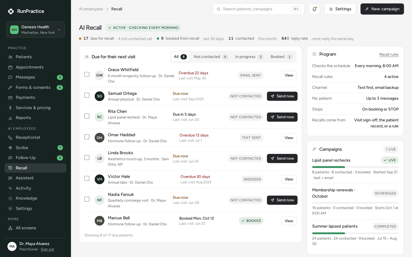 RunPractice app: AI Recall workspace