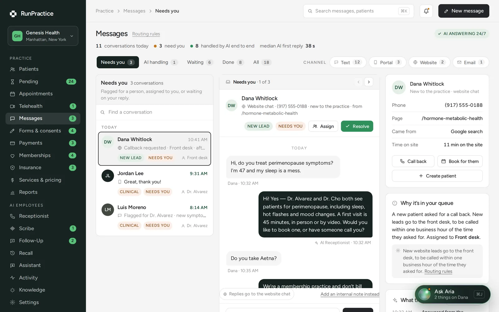 RunPractice app: Messages
